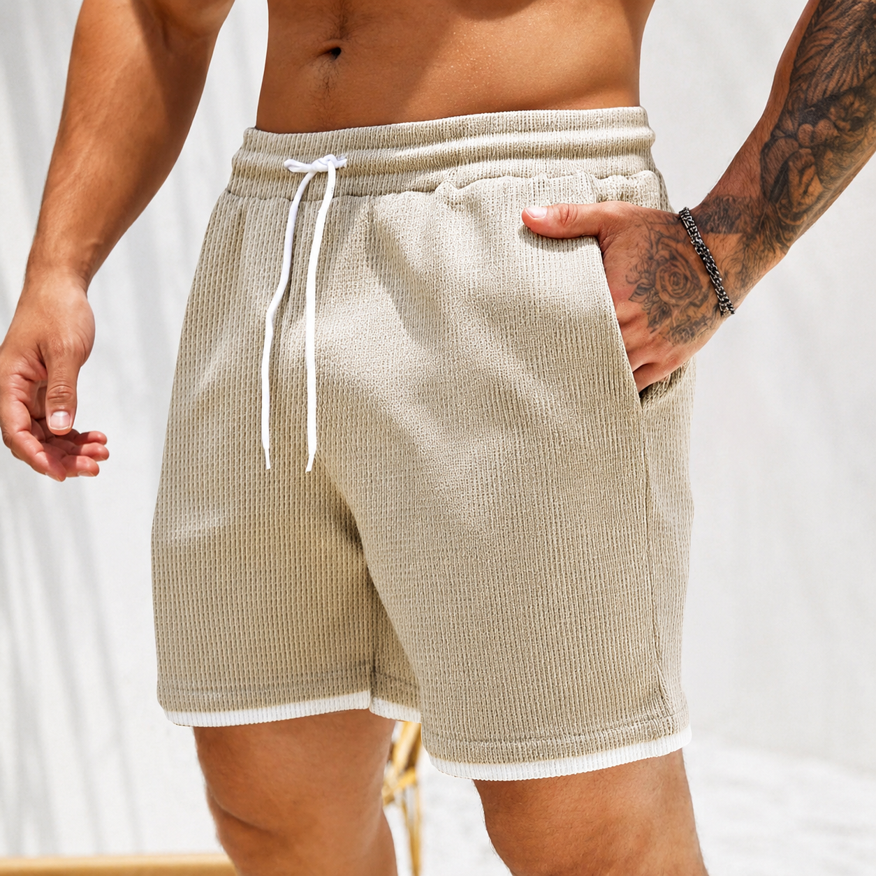 Letter Patch Casual Shorts With Pockets For Summer Daily Wear For Men