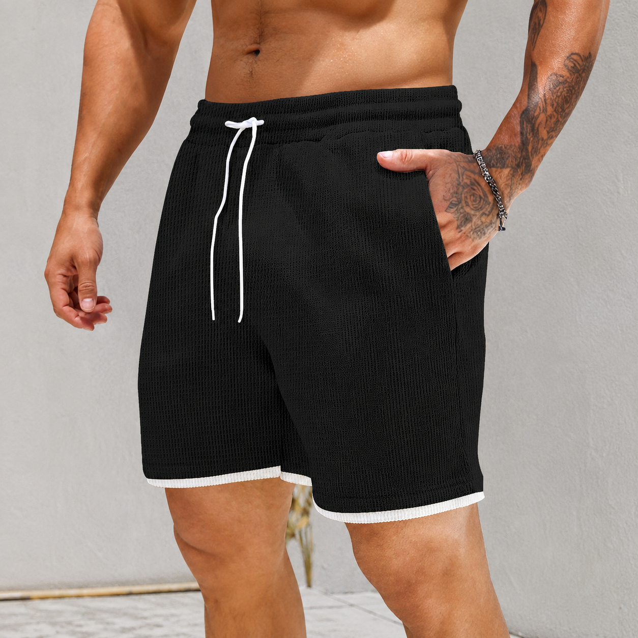Letter Patch Casual Shorts With Pockets For Summer Daily Wear For Men