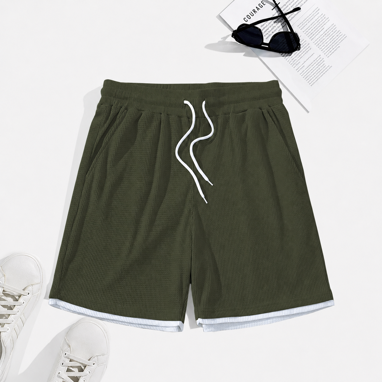 Letter Patch Casual Shorts With Pockets For Summer Daily Wear For Men