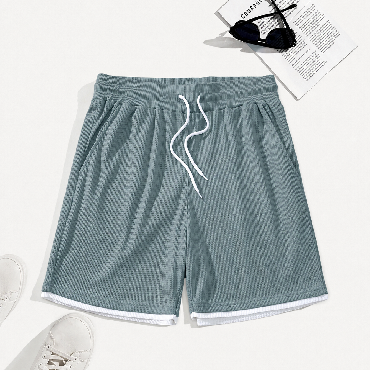 Letter Patch Casual Shorts With Pockets For Summer Daily Wear For Men