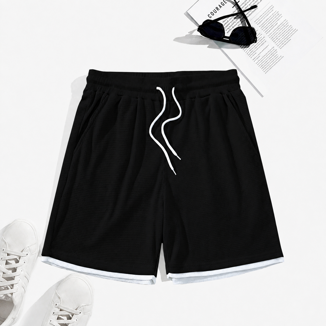 Letter Patch Casual Shorts With Pockets For Summer Daily Wear For Men