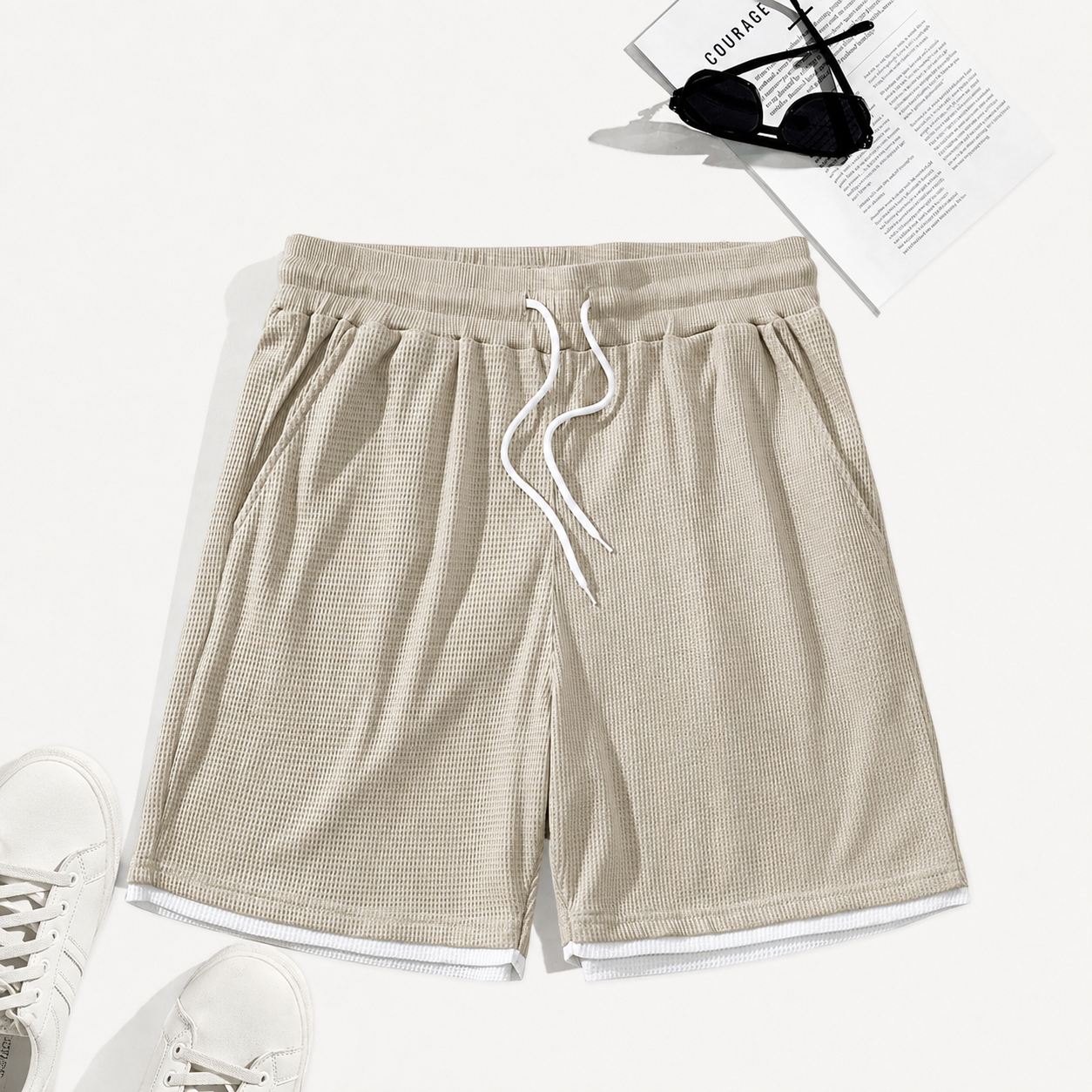 Letter Patch Casual Shorts With Pockets For Summer Daily Wear For Men