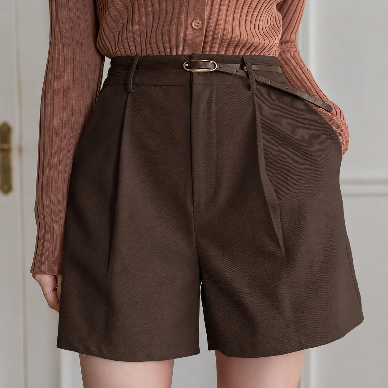 Casual Straight Length Shorts With Pockets For Women