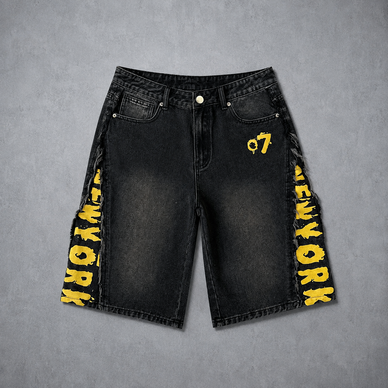 Vintage Denim Letter Print Shorts For Casual Outdoor Wear For Men