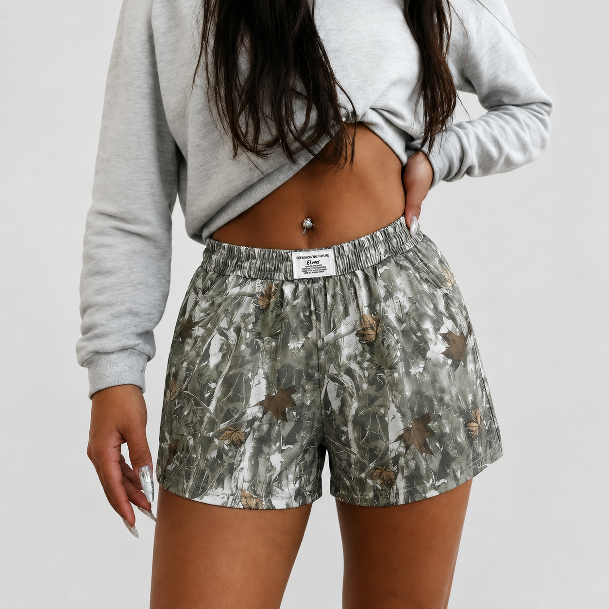 Casual Loose Fit Camo Shorts For Women