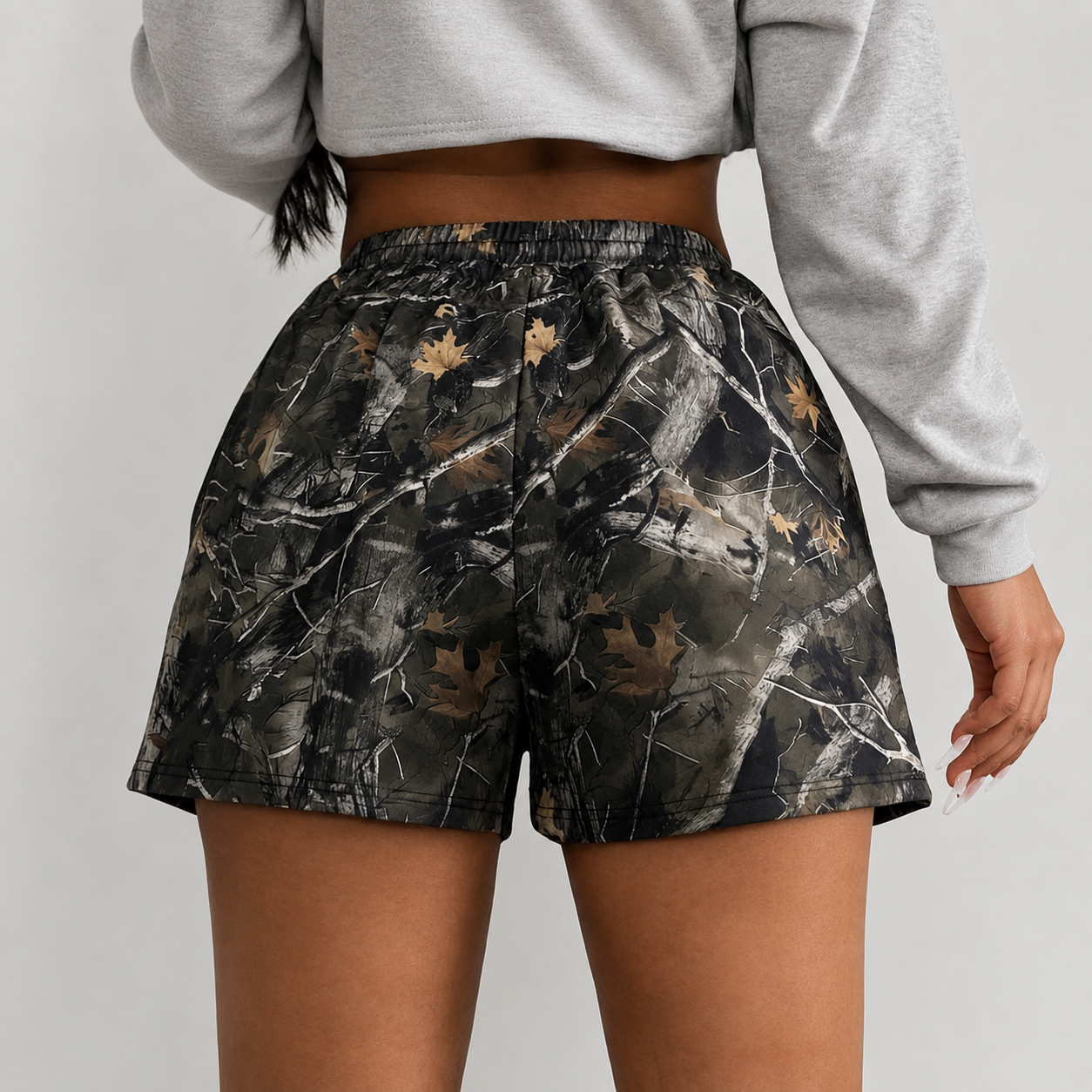 Casual Loose Fit Camo Shorts For Women