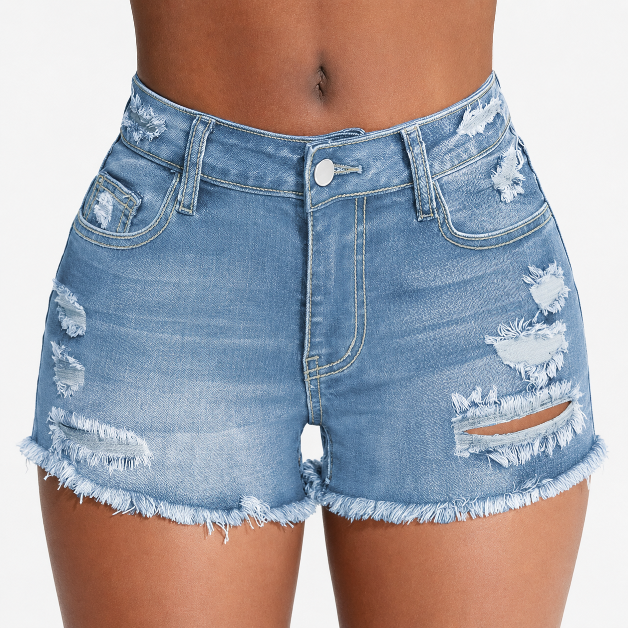 Casual Ripped Denim Shorts For Summer For Women