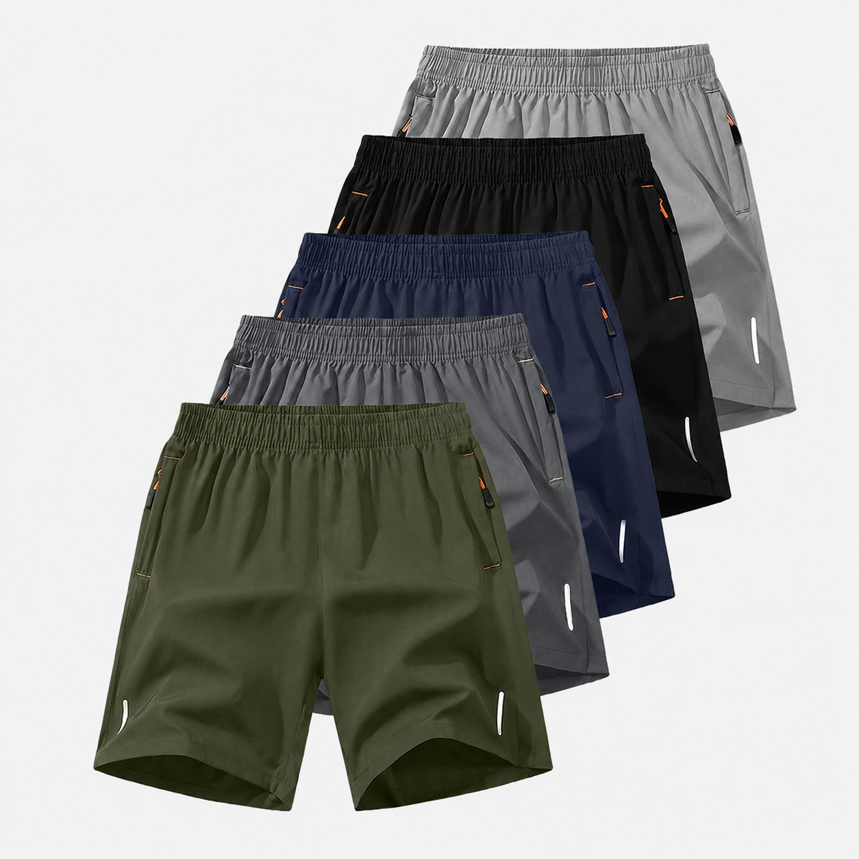 Pack Of 5 Casual Summer Shorts With Zipper Pockets For Men