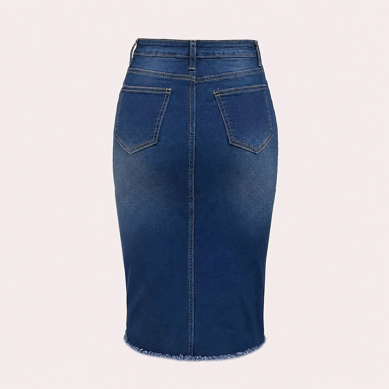 Casual Fitted Denim Ripped Skirt With Button For Women