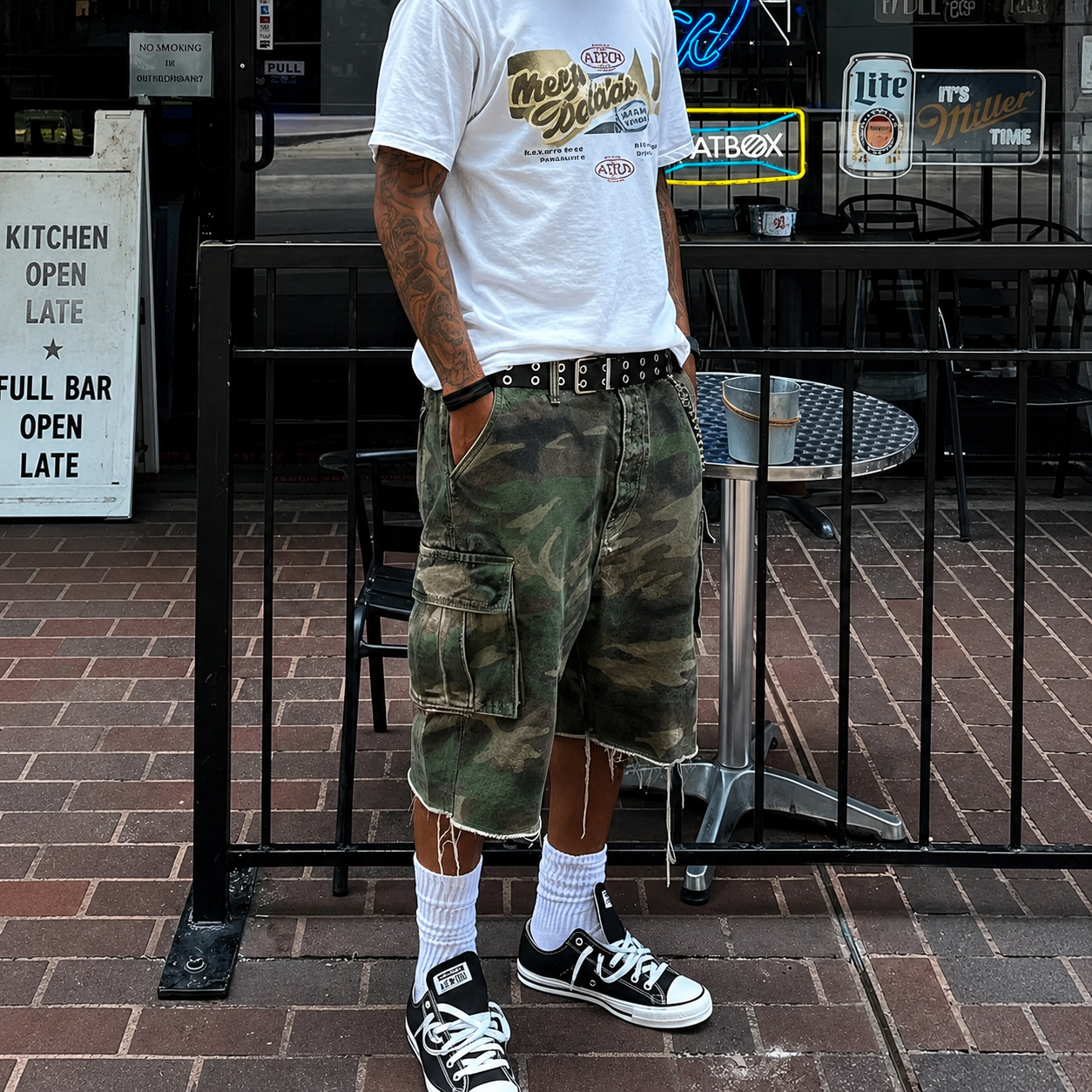 Multi Pocket Cargo Denim Shorts with Loose Fit Streetwear Style for Men