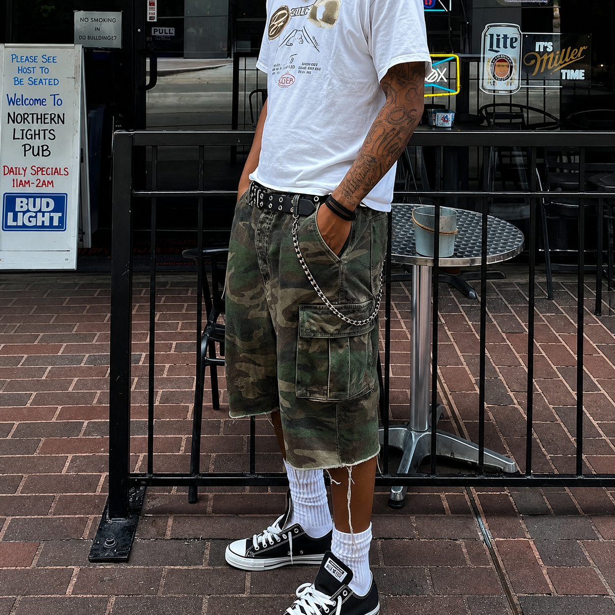 Multi Pocket Cargo Denim Shorts with Loose Fit Streetwear Style for Men