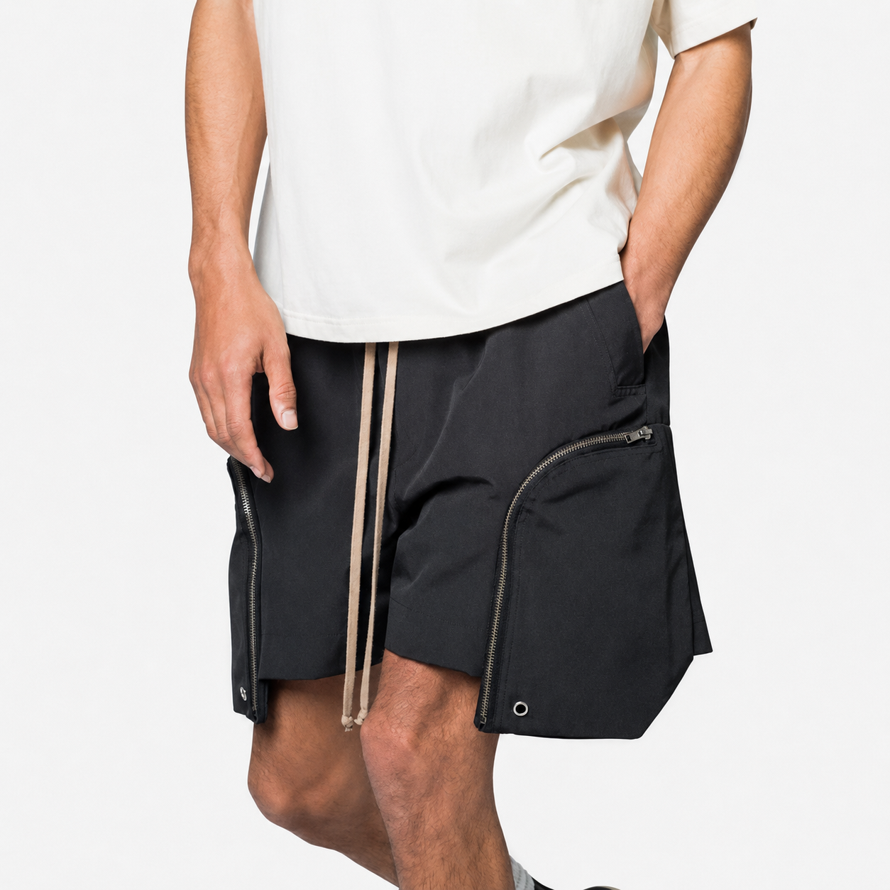 Loose Fit Multi Pocket Drawstring Cargo Shorts for Men