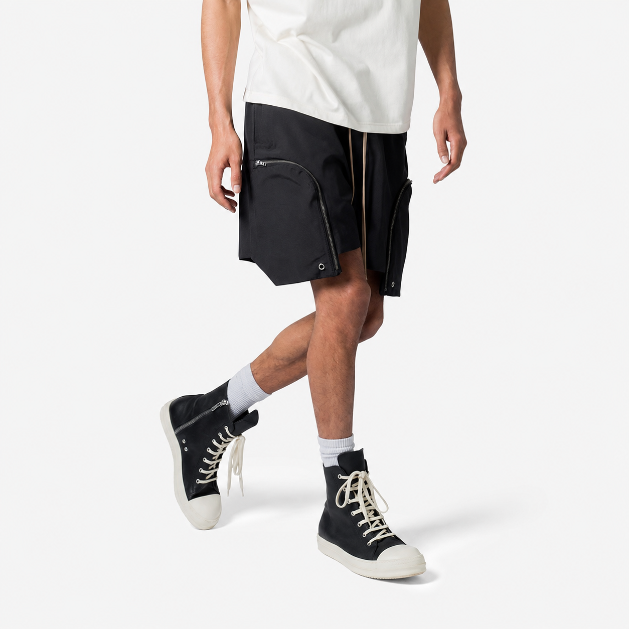Loose Fit Multi Pocket Drawstring Cargo Shorts for Men