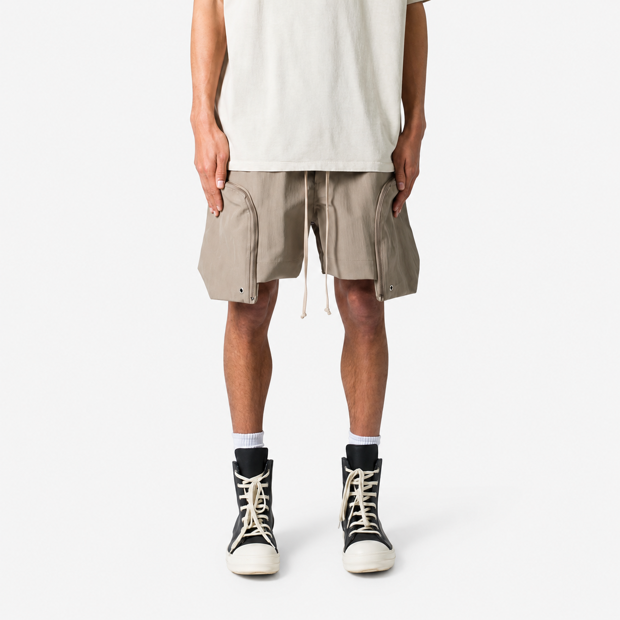 Loose Fit Multi Pocket Drawstring Cargo Shorts for Men