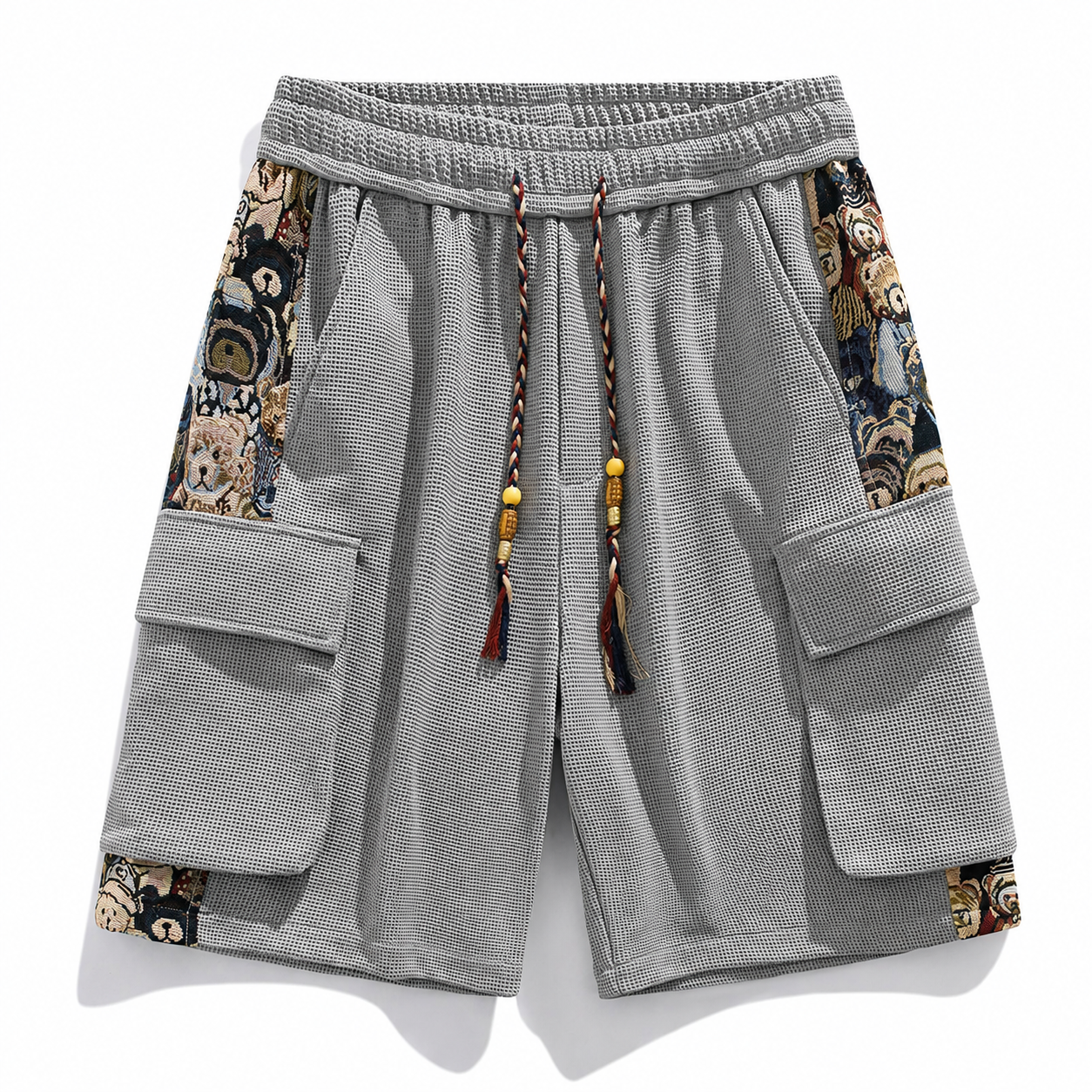 Cartoon Graphic Multi Pocket Drawstring Cargo Shorts for Men