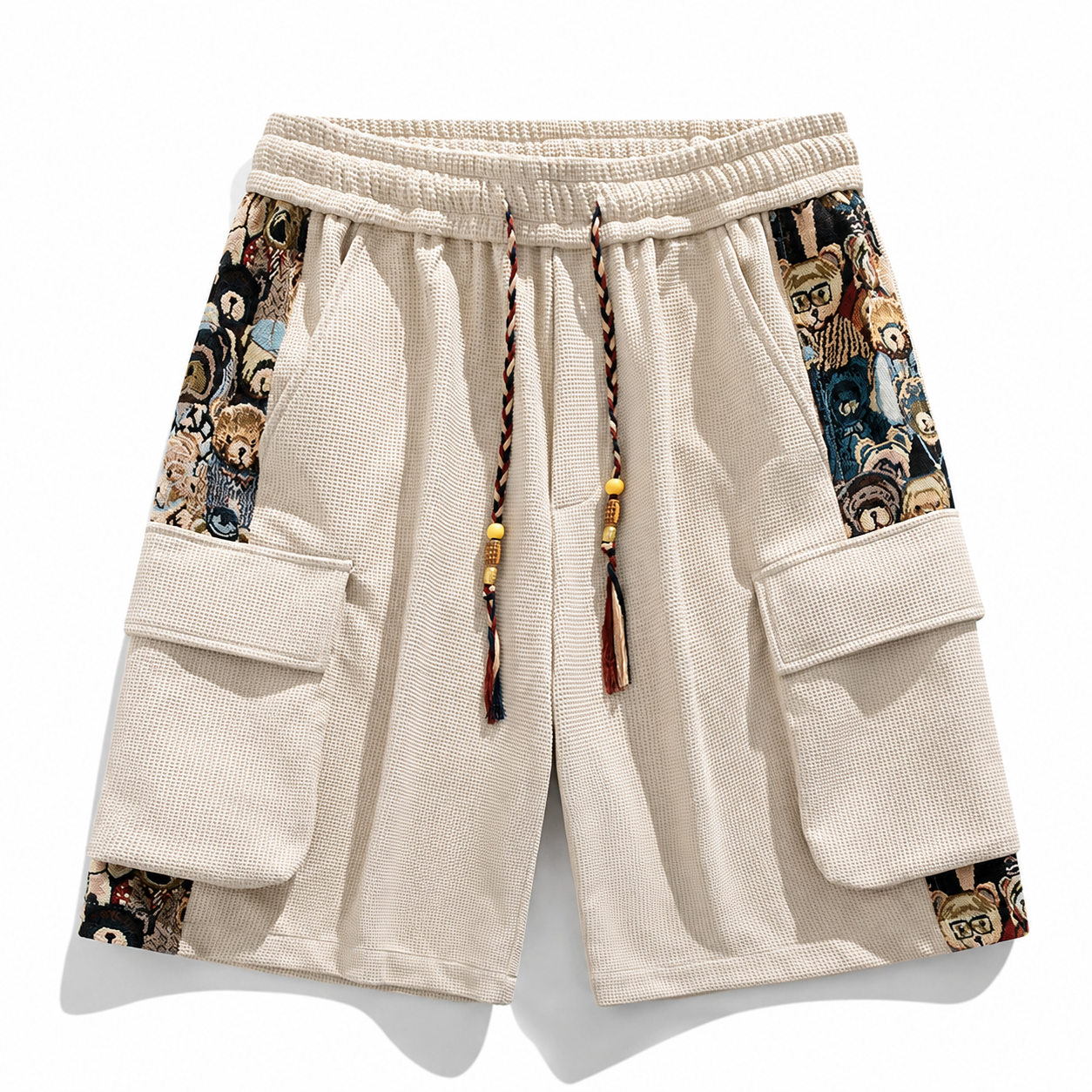 Cartoon Graphic Multi Pocket Drawstring Cargo Shorts for Men