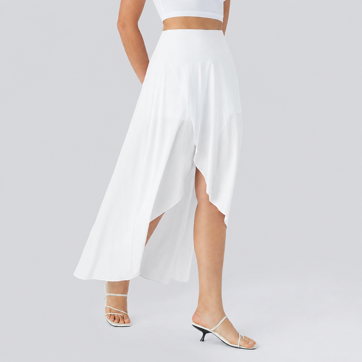 Casual Ruffle High Low Flowy Maxi Skirt For Women