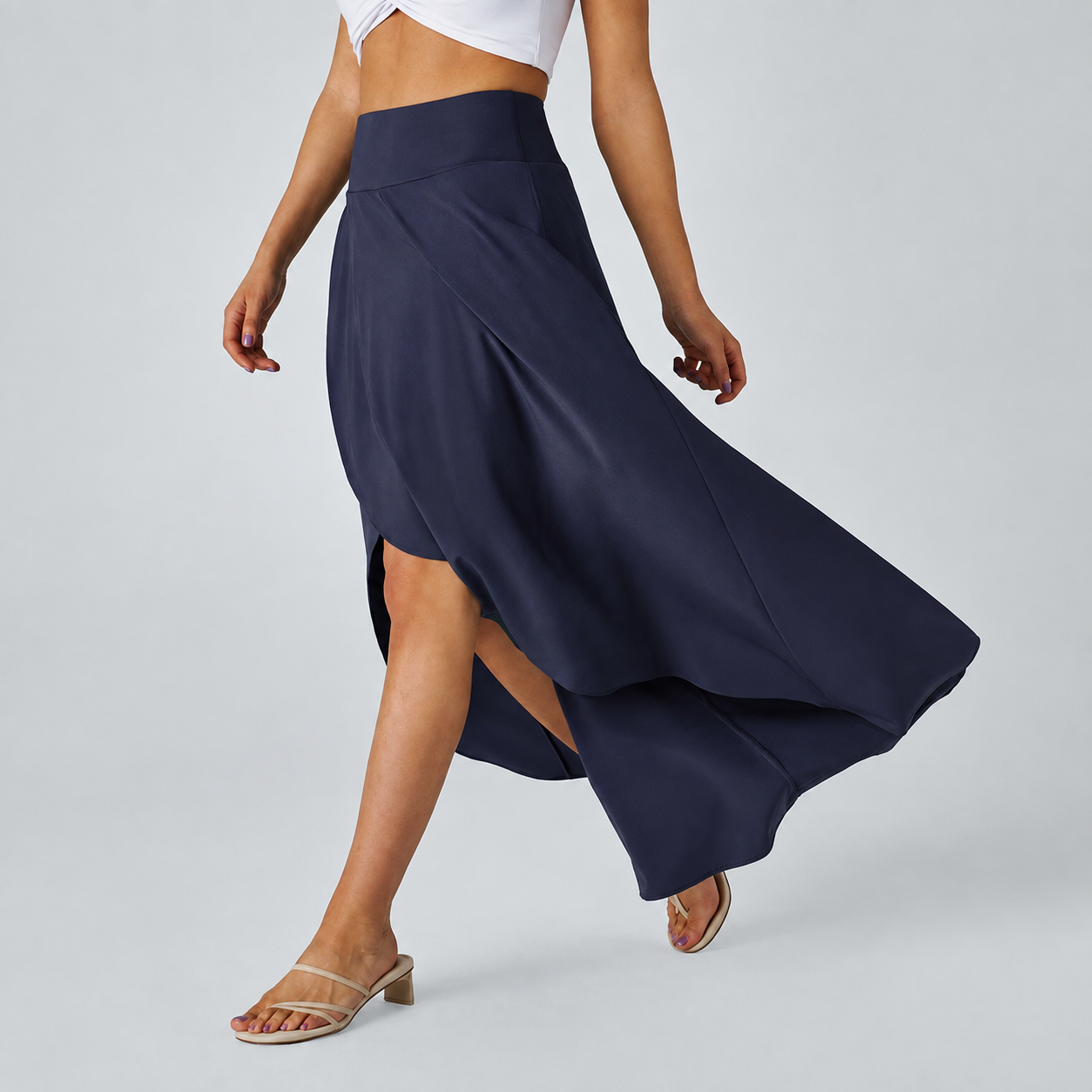 Casual Ruffle High Low Flowy Maxi Skirt For Women