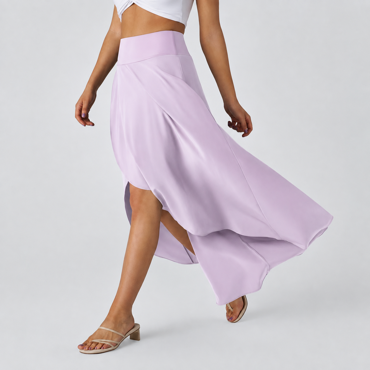 Casual Ruffle High Low Flowy Maxi Skirt For Women