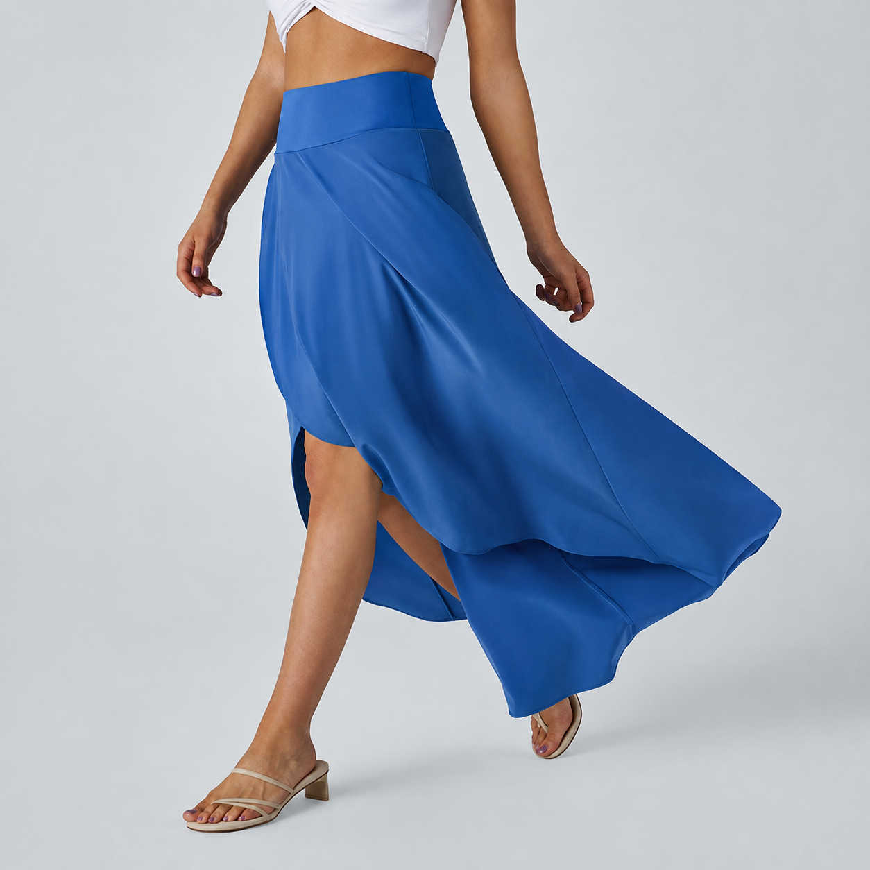 Casual Ruffle High Low Flowy Maxi Skirt For Women