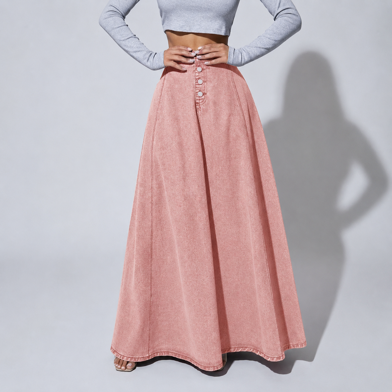 Casual Denim Button Front Skirt For Women