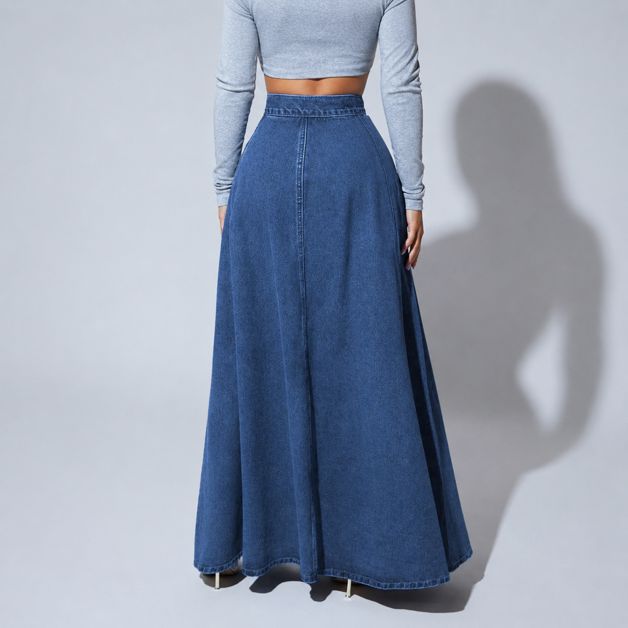 Casual Denim Button Front Skirt For Women