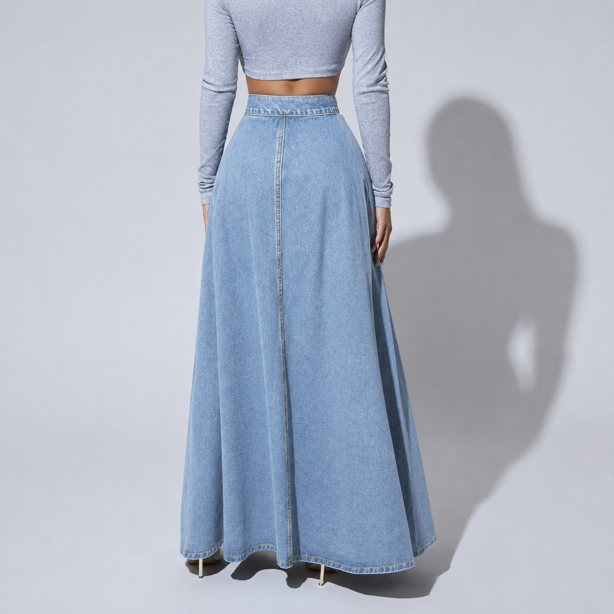 Casual Denim Button Front Skirt For Women