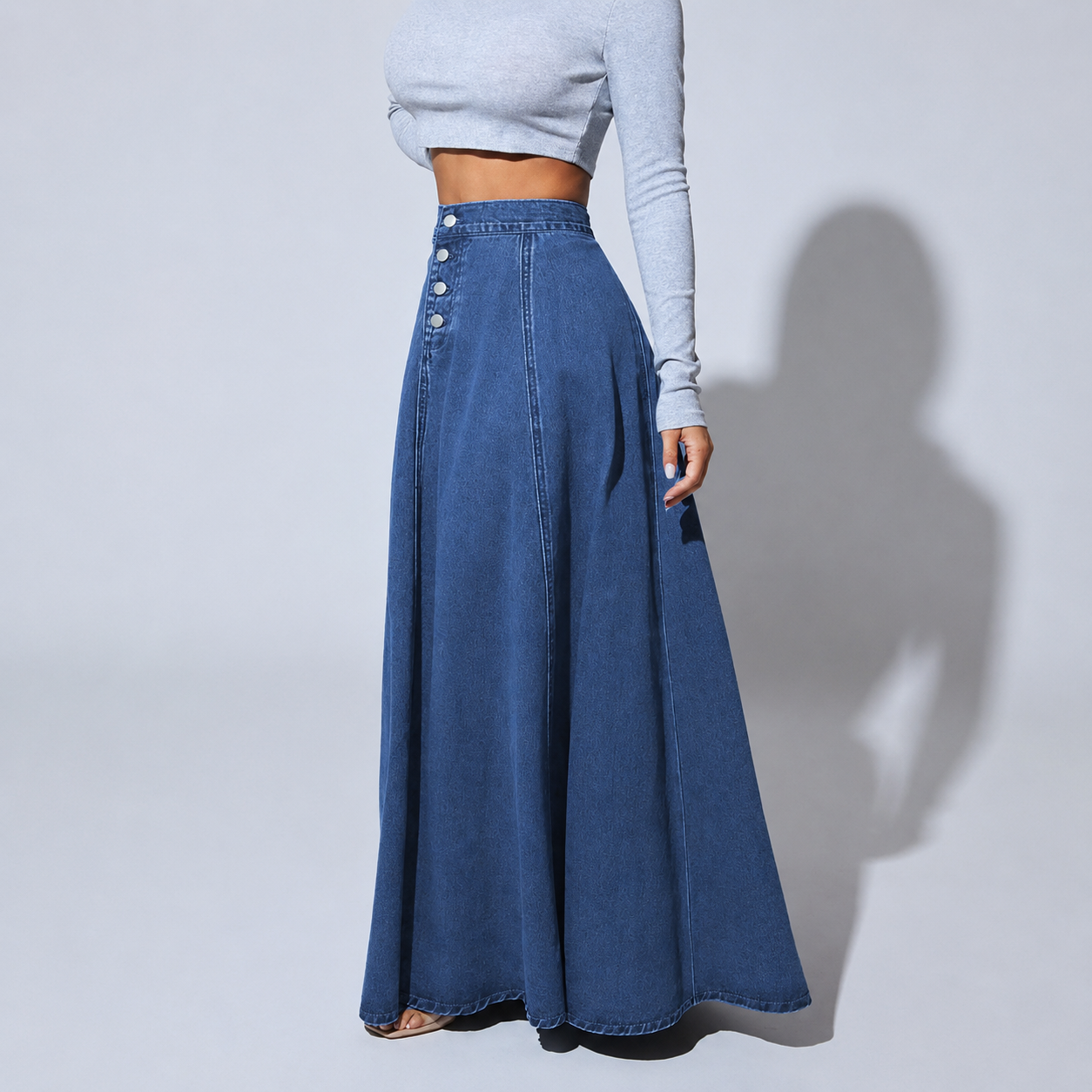 Casual Denim Button Front Skirt For Women