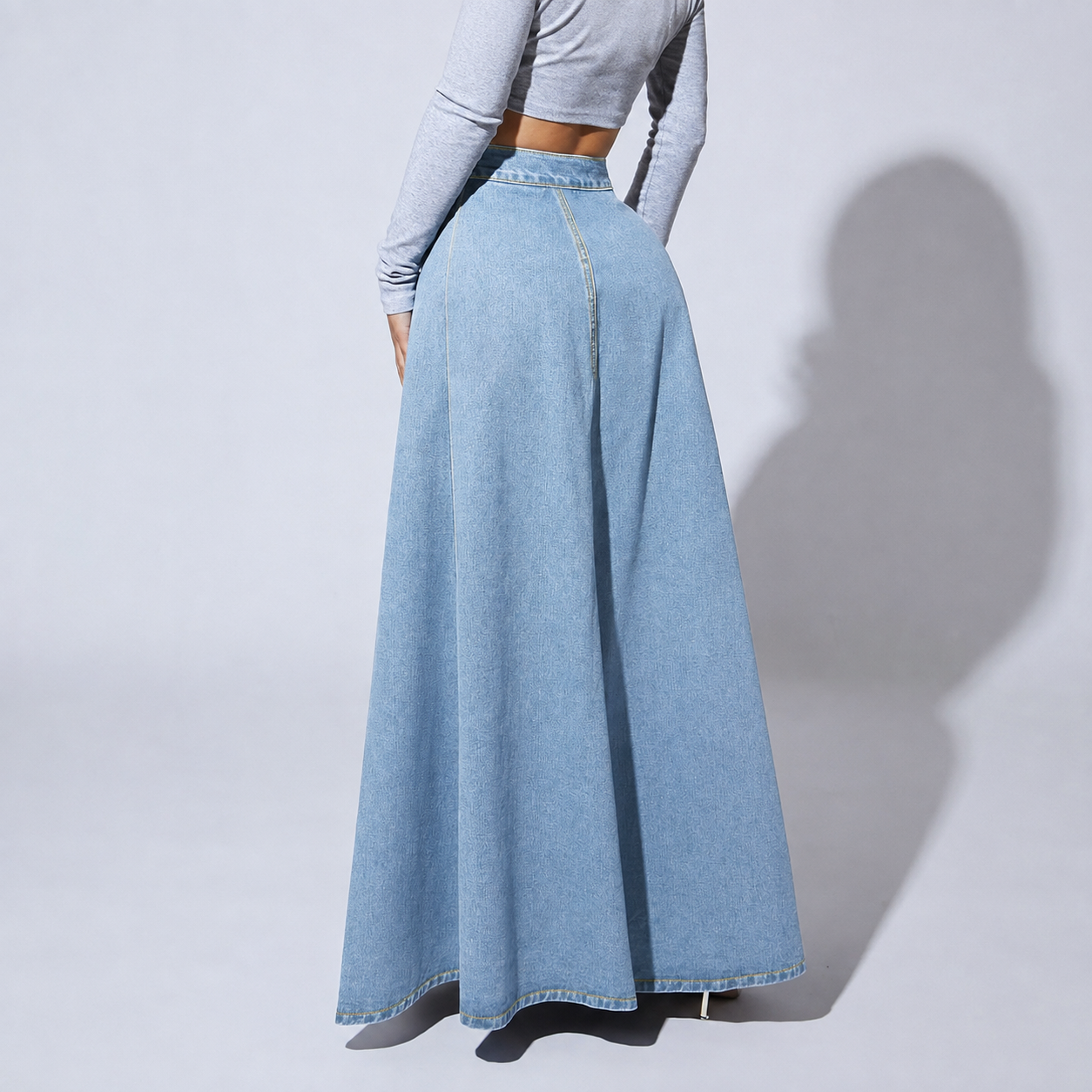 Casual Denim Button Front Skirt For Women