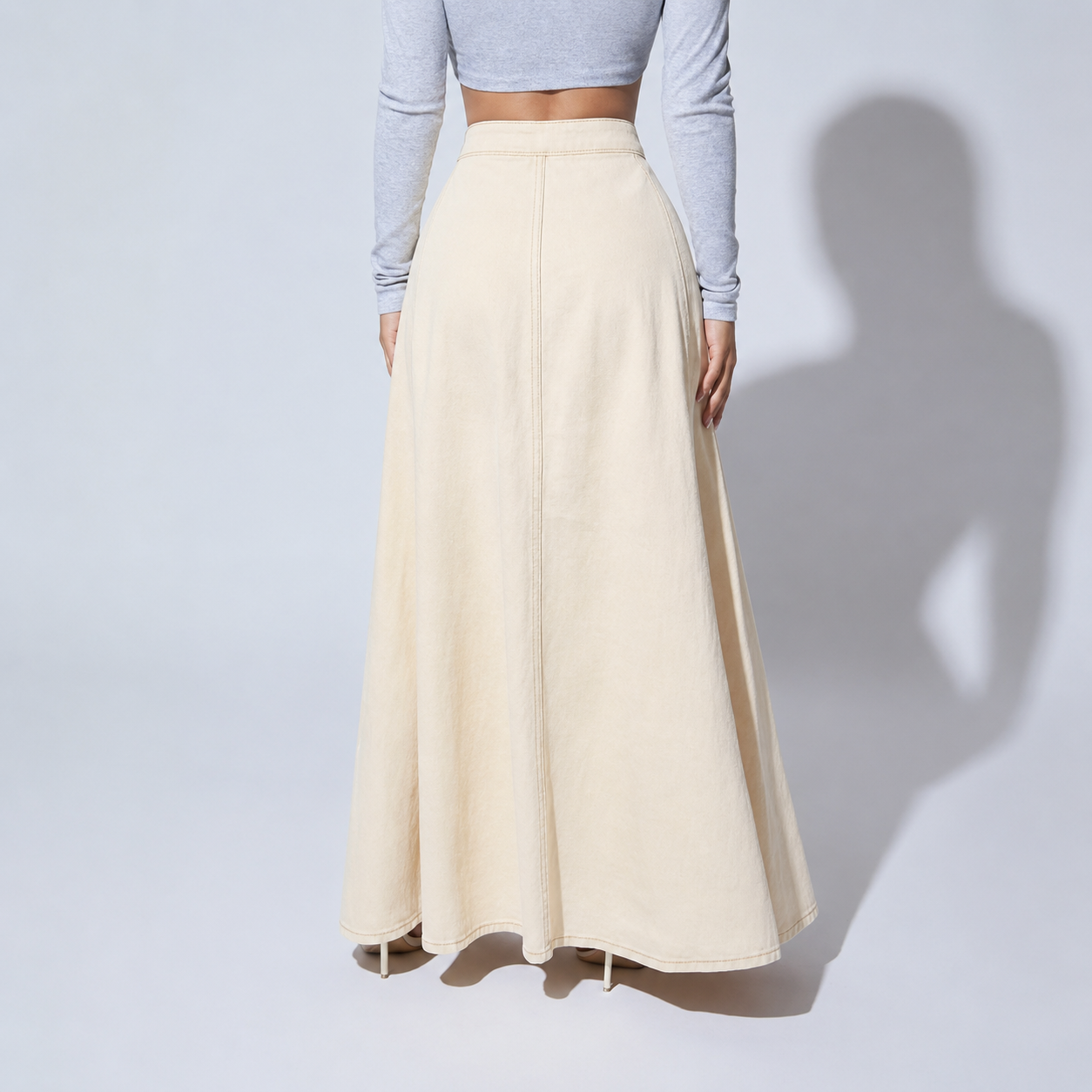 Casual Denim Button Front Skirt For Women