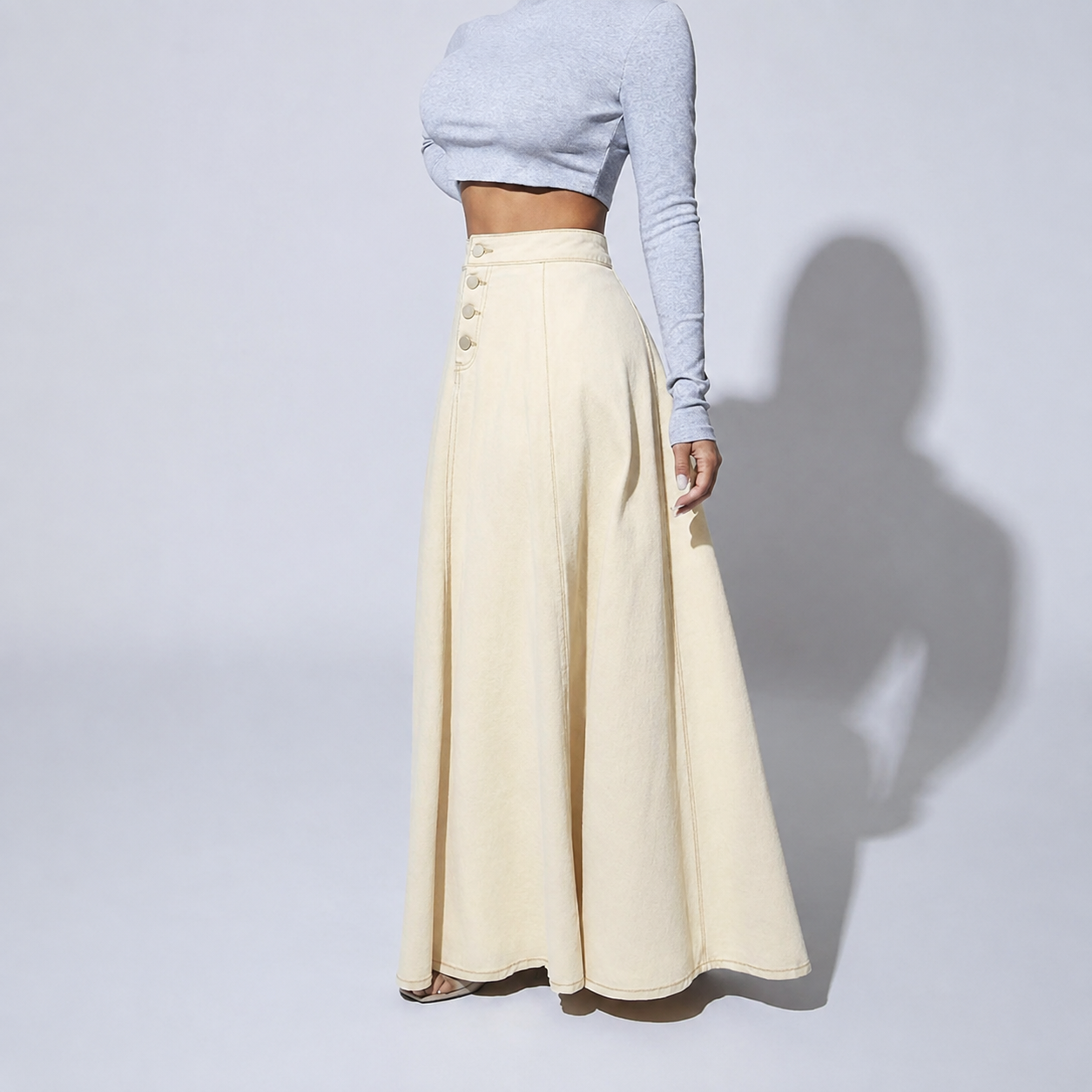 Casual Denim Button Front Skirt For Women
