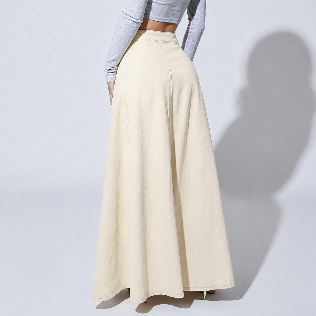 Casual Denim Button Front Skirt For Women