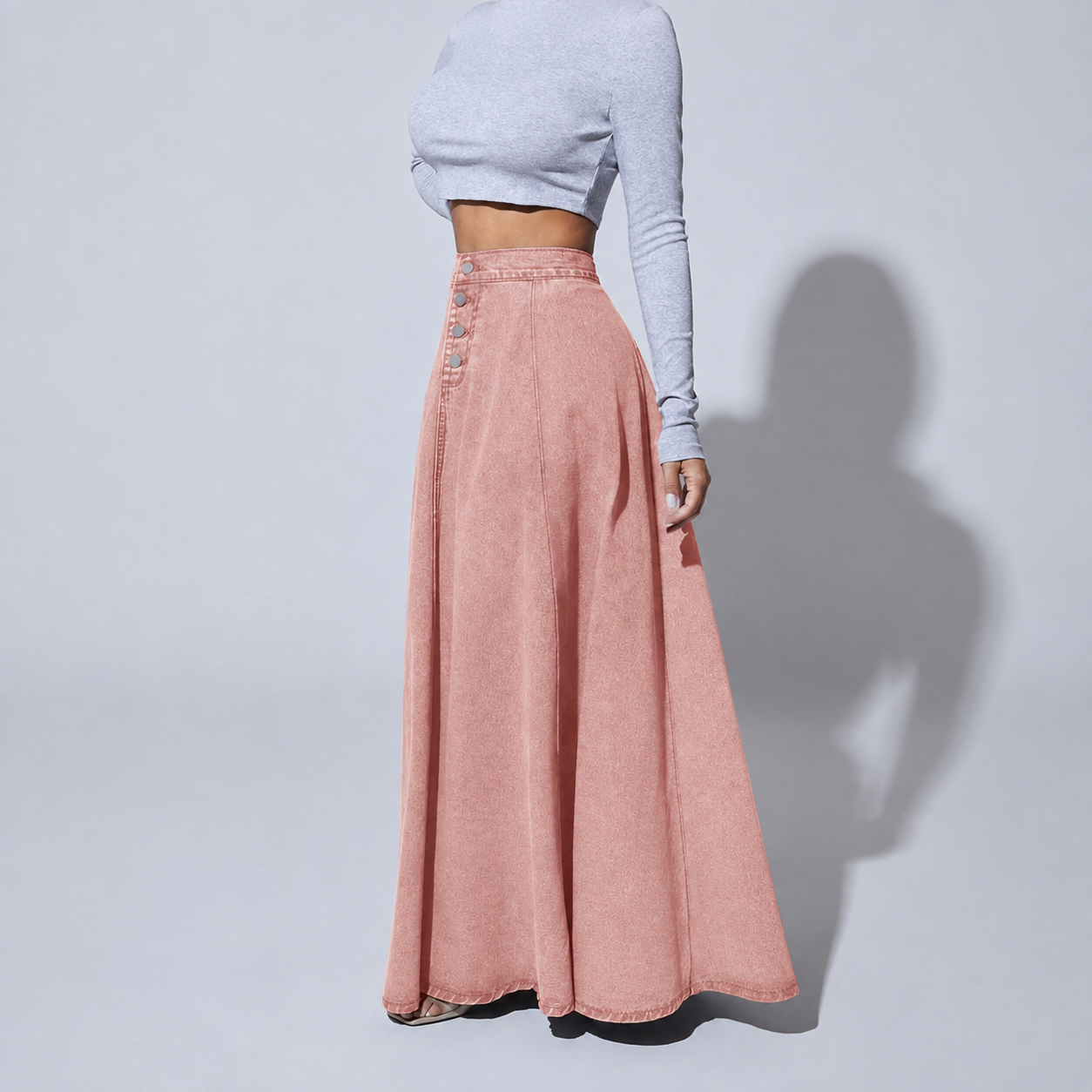 Casual Denim Button Front Skirt For Women