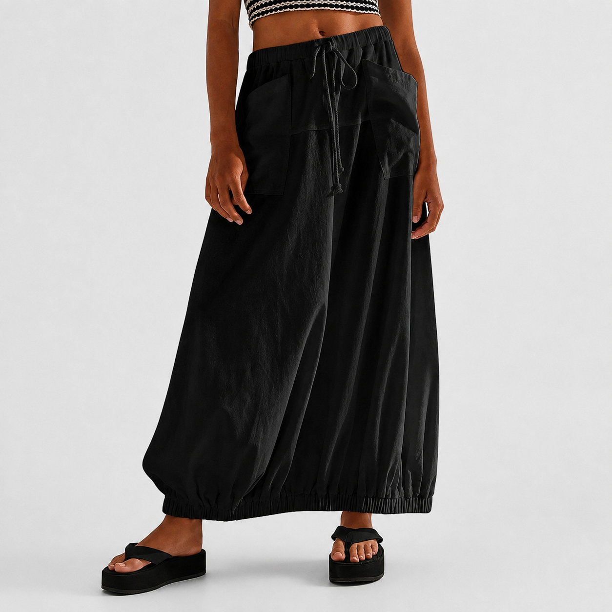 Casual Maxi Baggy Skirt With Pockets For Women