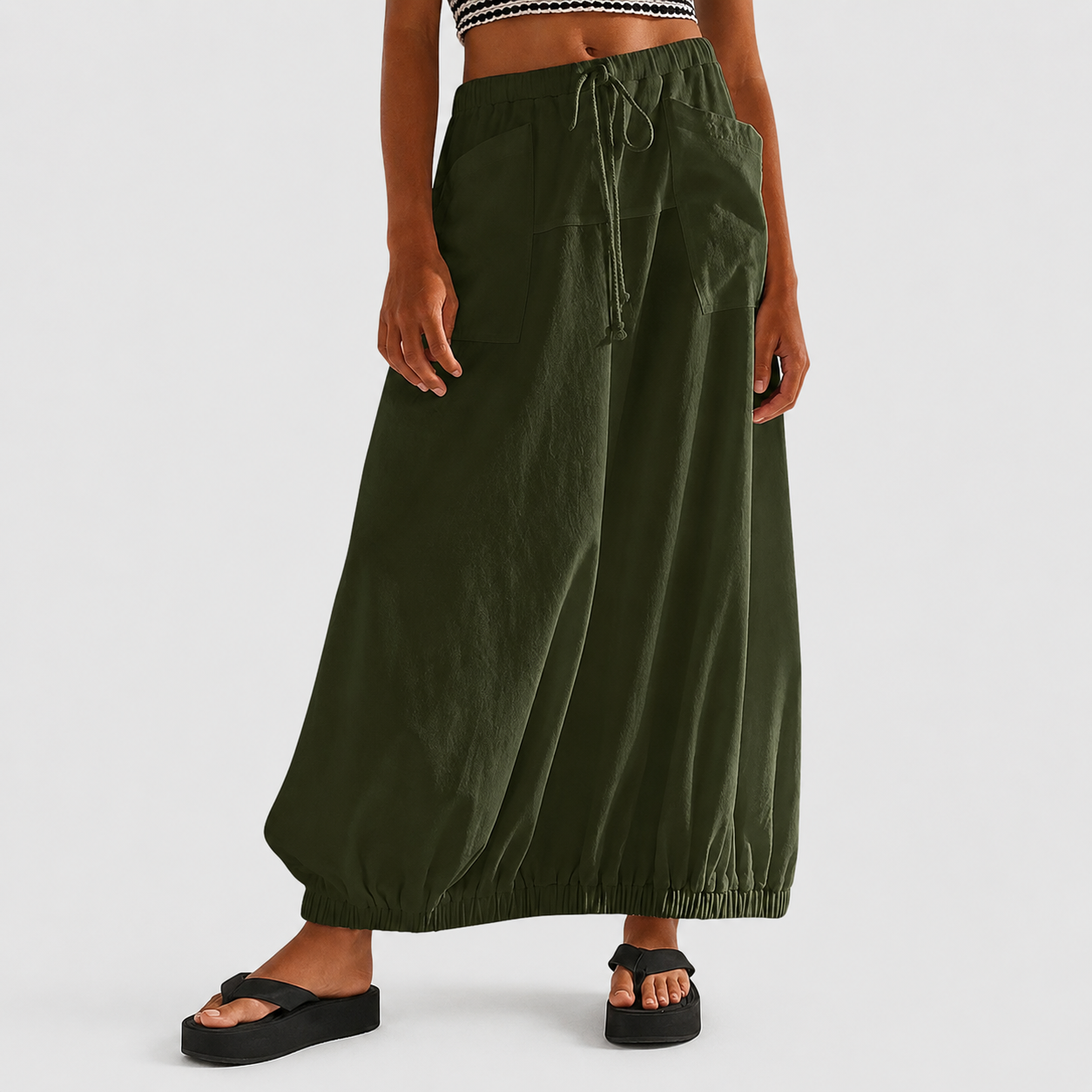 Casual Maxi Baggy Skirt With Pockets For Women