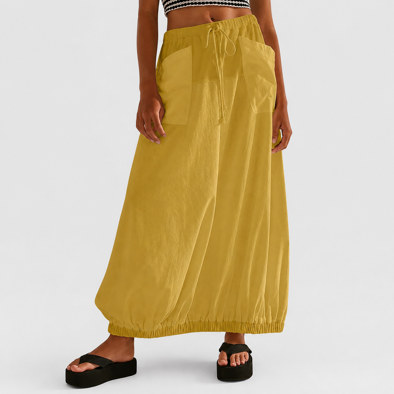 Casual Maxi Baggy Skirt With Pockets For Women