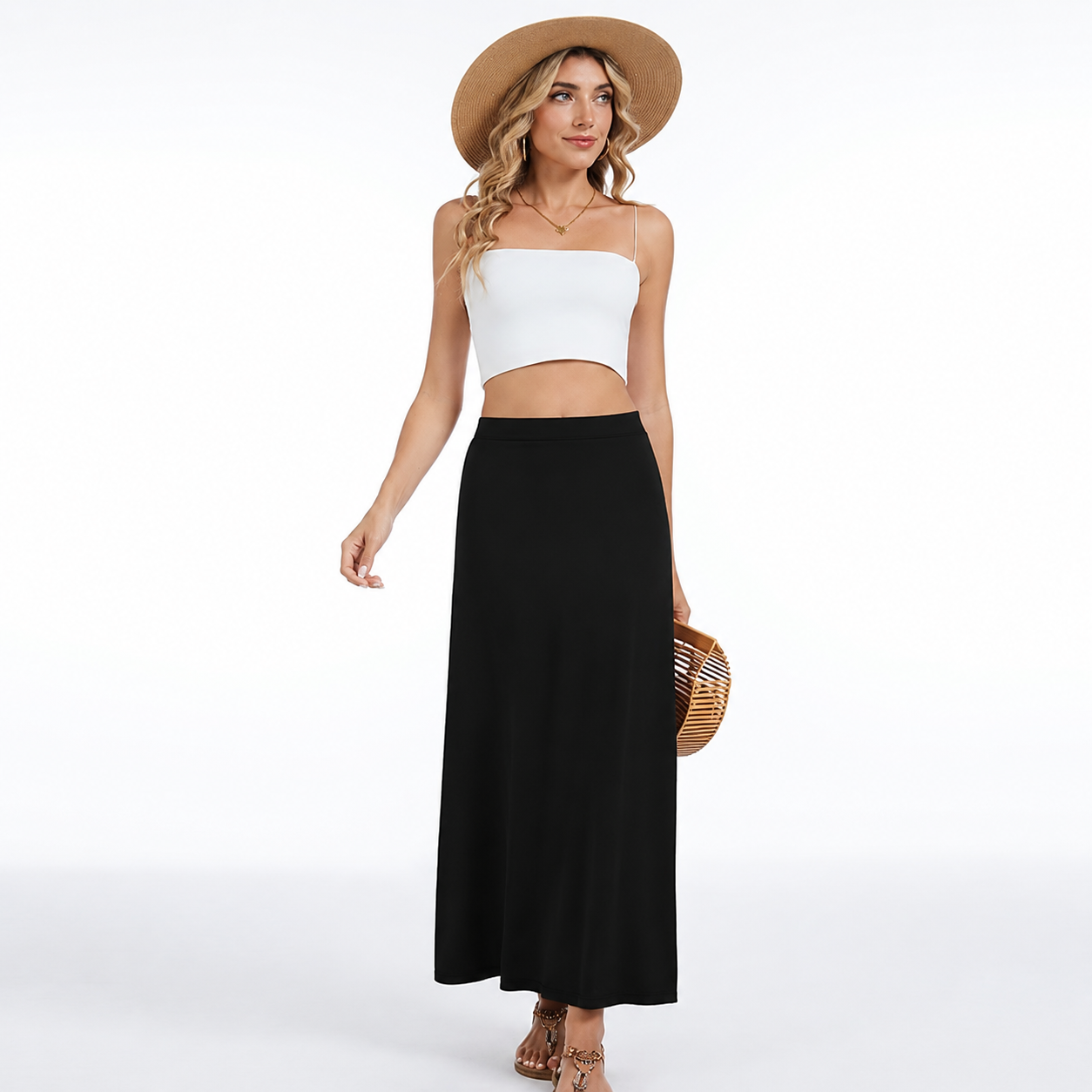 Maxi Flowy High Waisted Casual Long Skirts For Women