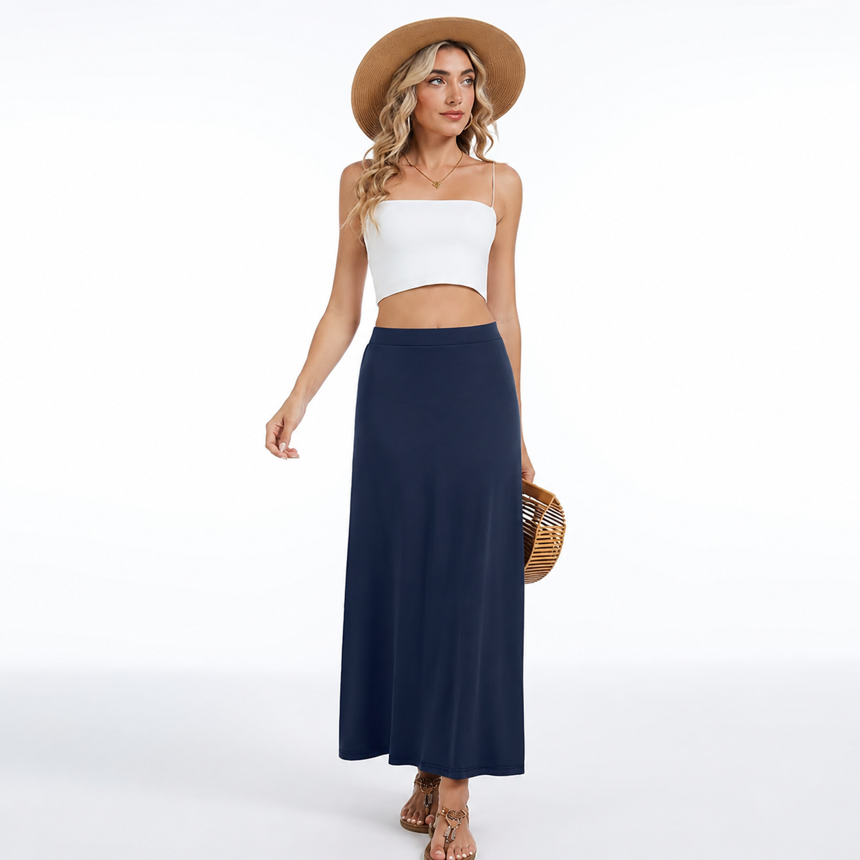 Maxi Flowy High Waisted Casual Long Skirts For Women