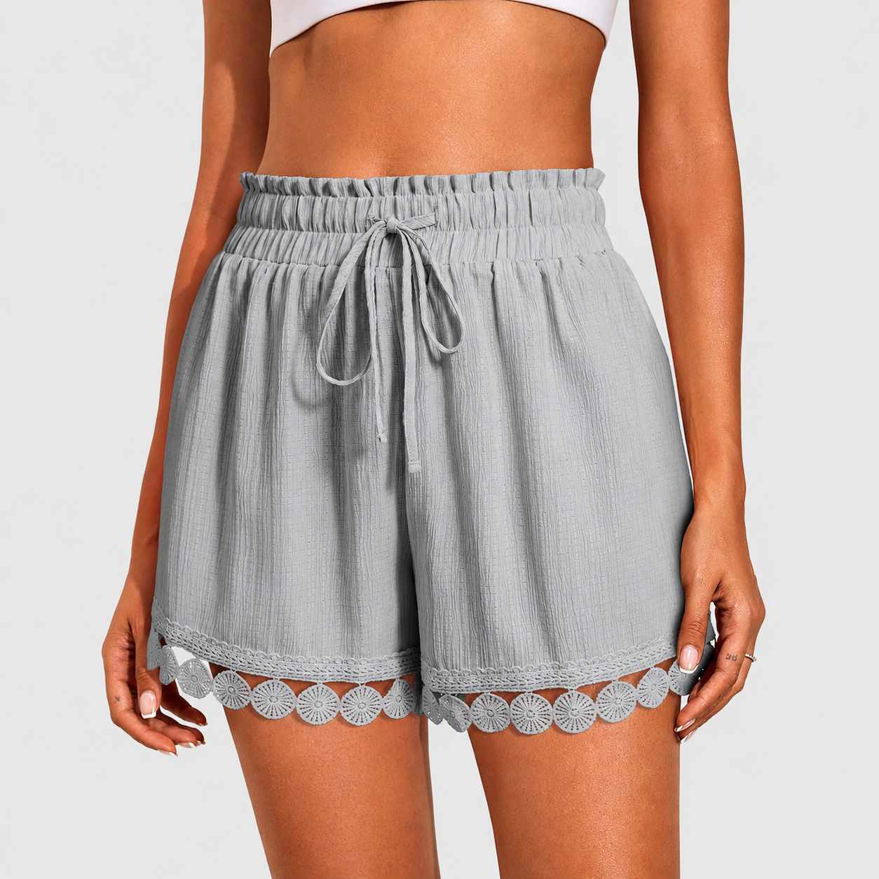 Casual Loose Drawstring Lace Boho Beach Cover Up Shorts For Women