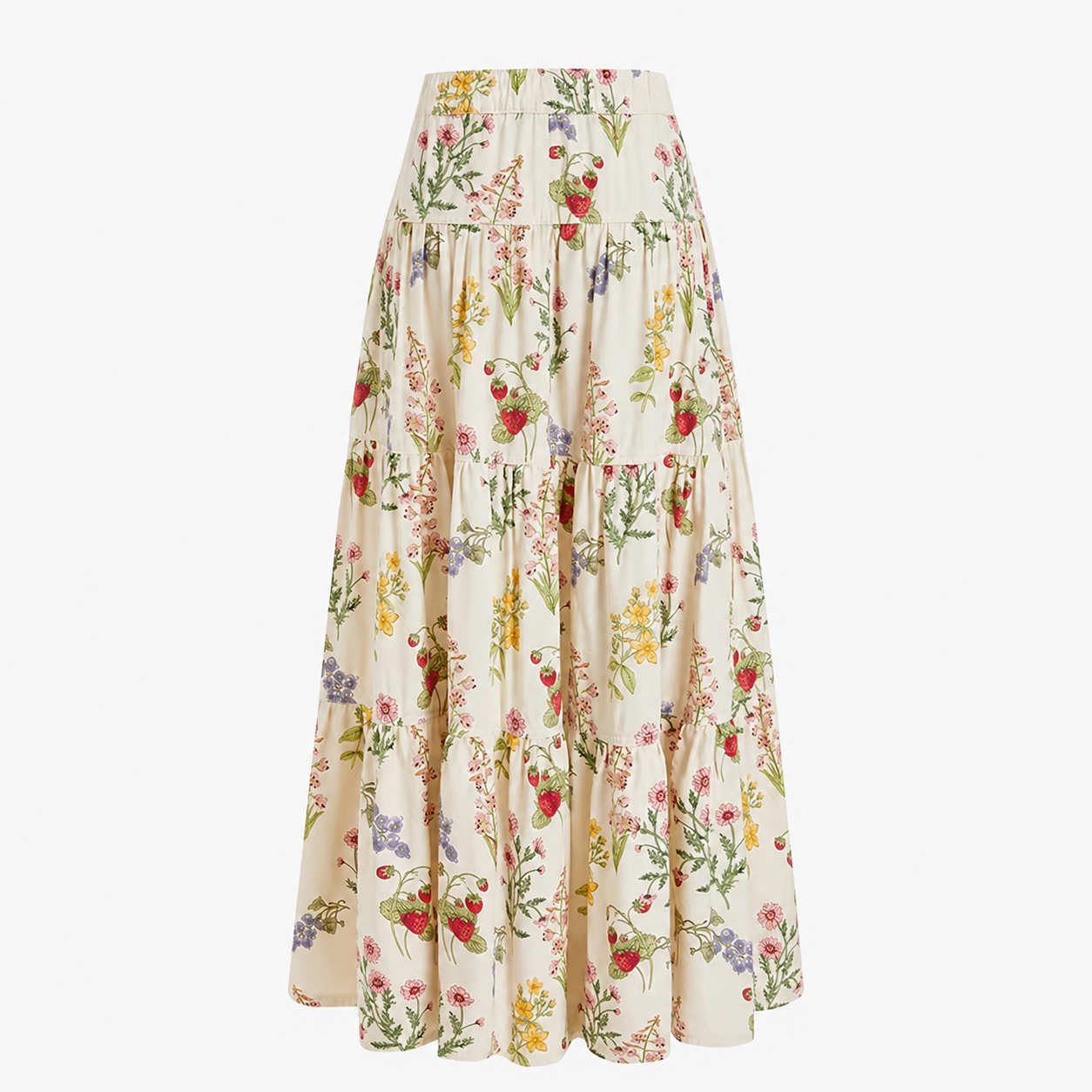 Long Tiered Button Down Denim Skirt For Women