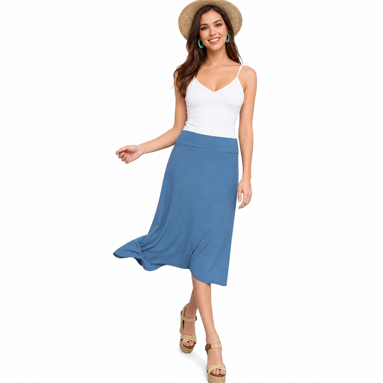 Casual Solid Flare Lightweight Skirt for Women