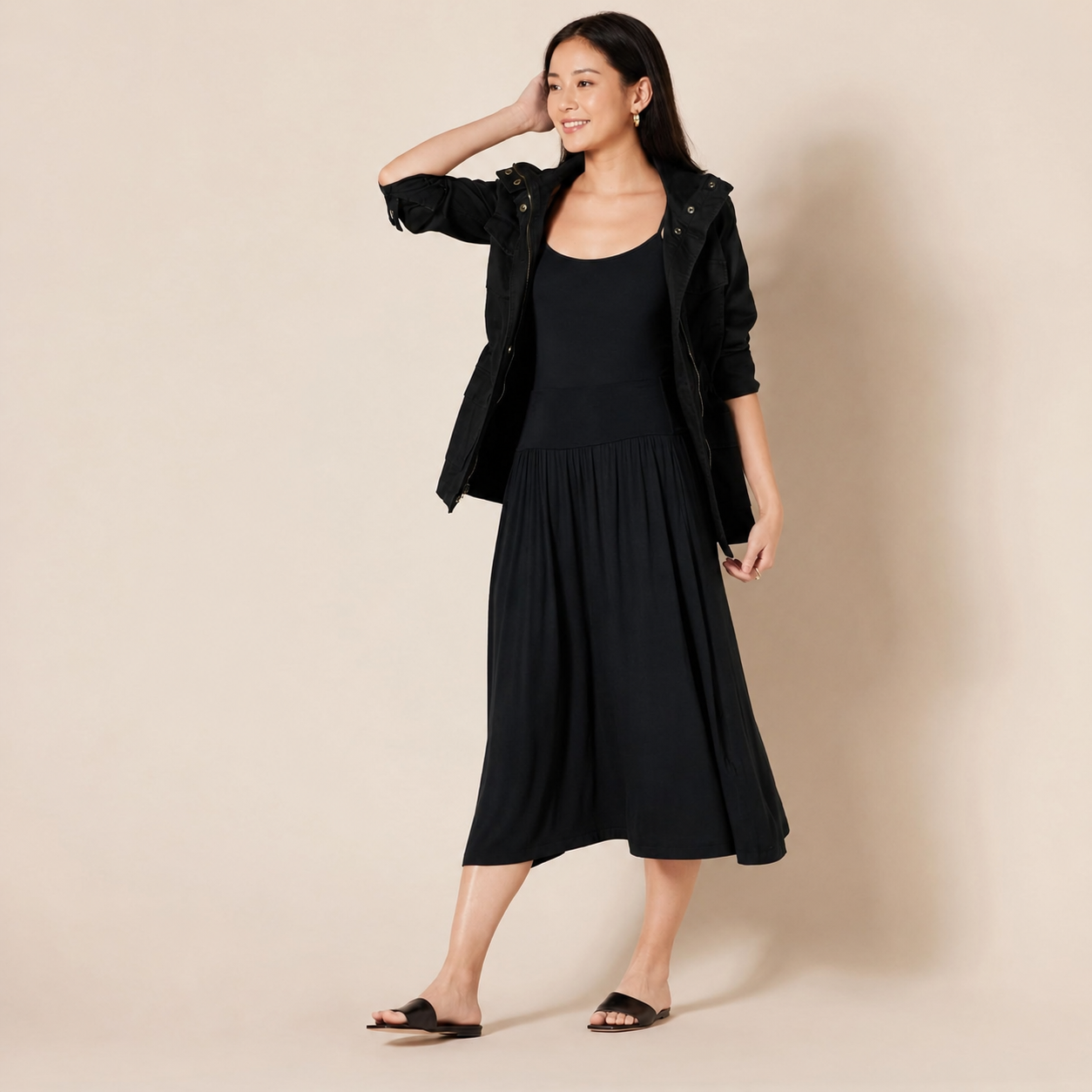 Jersey Pull On Midi Length Skirt For Women