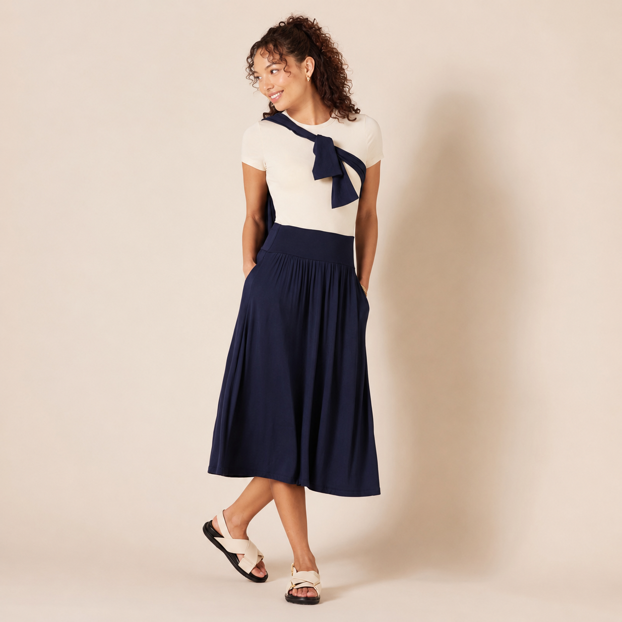 Jersey Pull On Midi Length Skirt For Women