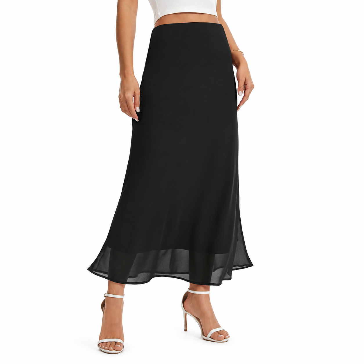 Casual Tiered Maxi Skirt With Elastic Waist For Women