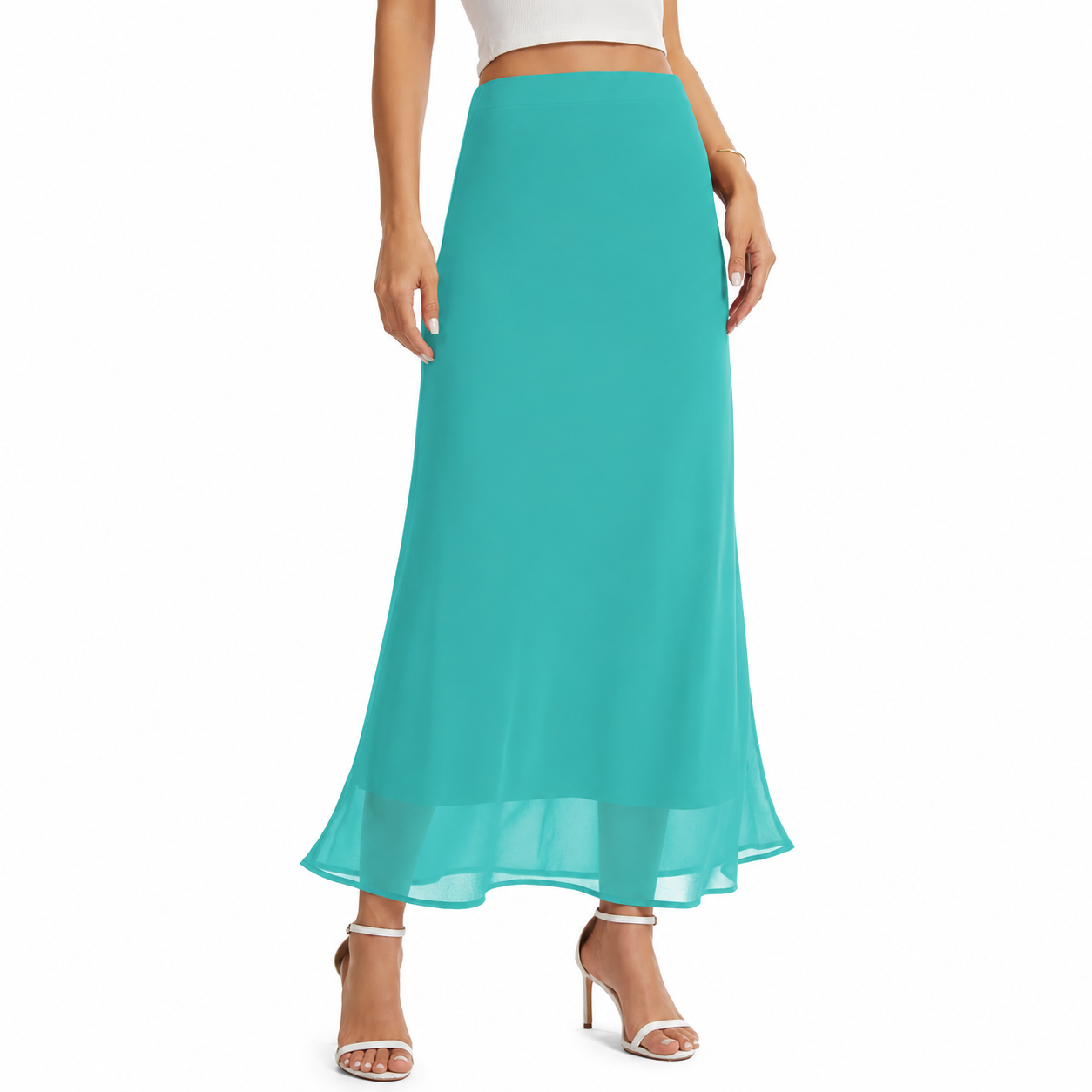 Casual Tiered Maxi Skirt With Elastic Waist For Women