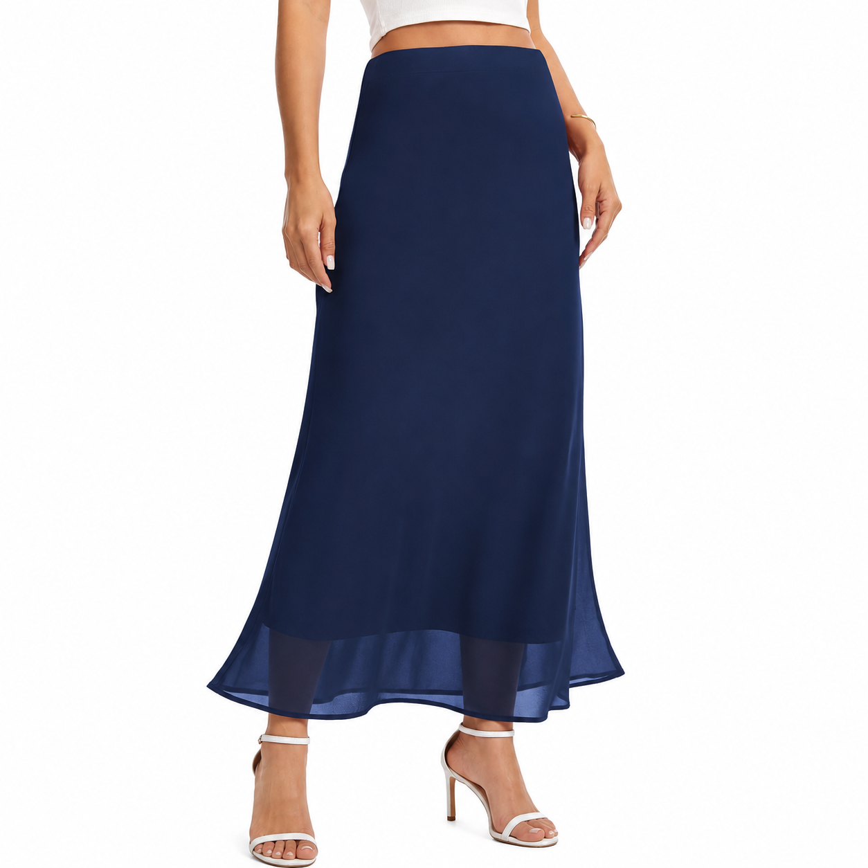 Casual Tiered Maxi Skirt With Elastic Waist For Women