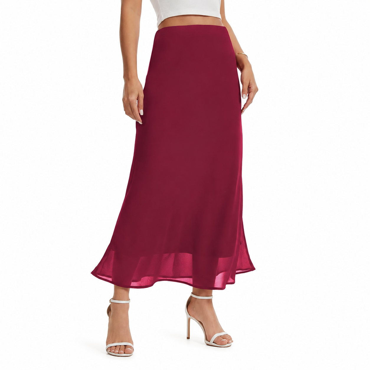 Casual Tiered Maxi Skirt With Elastic Waist For Women