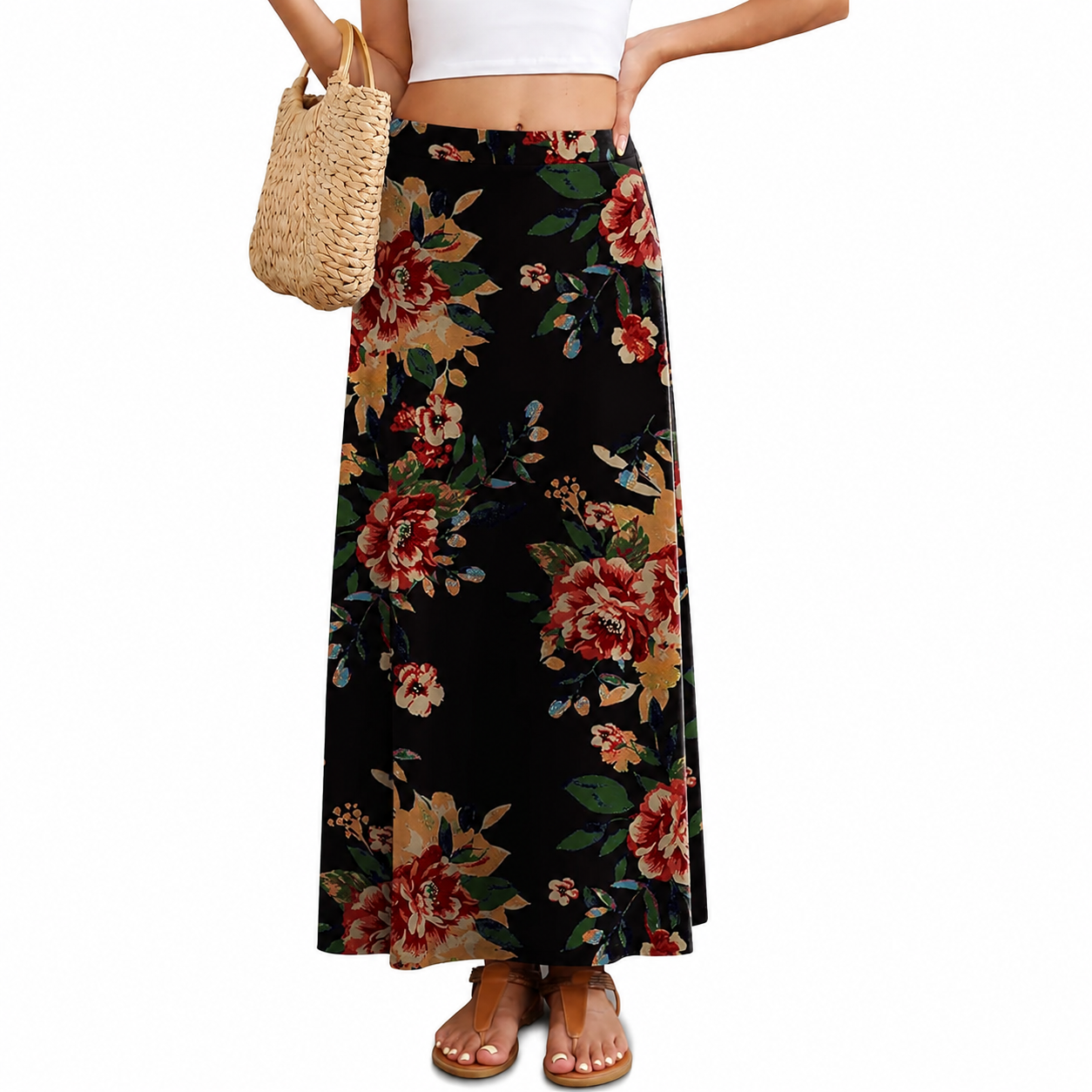 Maxi Flowy High Rise Casual Long Skirts For Women