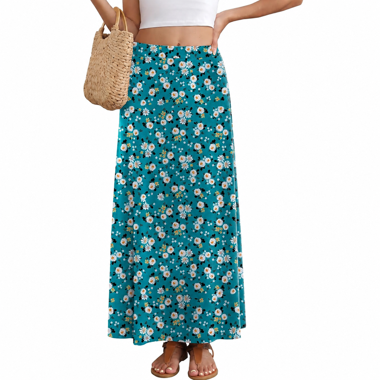 Maxi Flowy High Rise Casual Long Skirts For Women