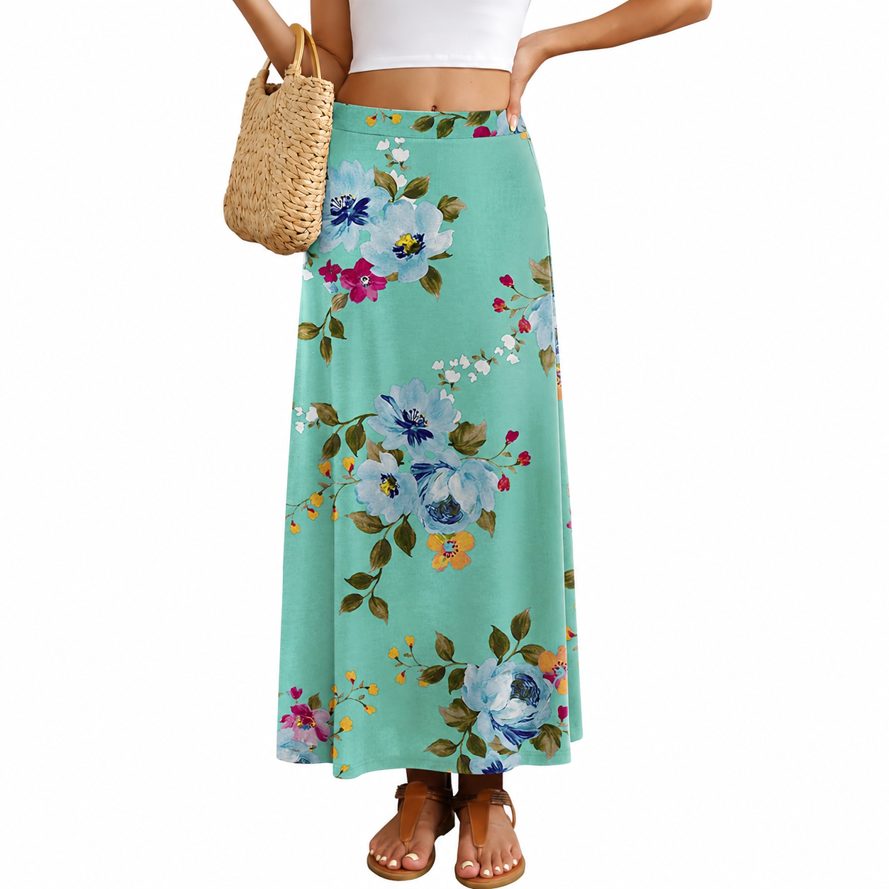 Maxi Flowy High Rise Casual Long Skirts For Women